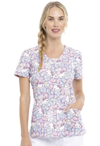 Hello Kitty Cherokee Scrubs Tooniforms Sanrio V Neck Top TF641 HKNB - Picture 1 of 6