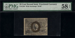 FR-1284 $0.25 Second Issue Fractional Currency - 25 Cents - Graded PMG 58 EPQ - Picture 1 of 2