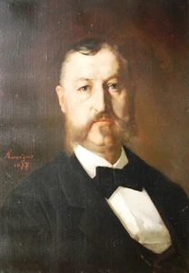 Auguste Francois Roumegous 1851-? Revel Paris / Gemälde / Herrenporträt 1877 - Bild 1 von 12