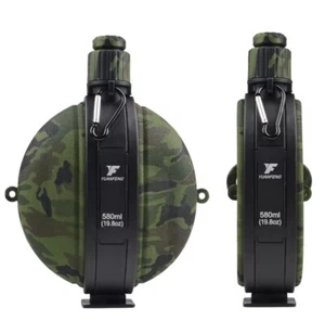 CLEARANCE Green Camo Silicone Collapsible Canteen 19.8oz Capacity- Clip/Compass - Picture 1 of 6