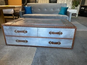 Industrial Silver Coffee Table With Drawers - Picture 1 of 4