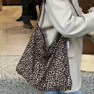 Leopard Printing Canvas EMIS Shoulder Bag Hobo Bag Messenger Shopping Bag Women