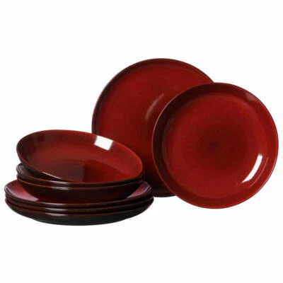 Ritzenhoff & Breker Dining Set Gambia 8 Piece Tableware Dinnerware Set Service Red - Image 1 of 4