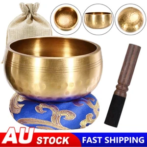 Tibetan Singing Bowl Sound Therapy Bowl Yoga Meditation Sound Bowl Wood Striker - Picture 1 of 10