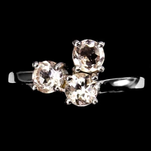 925 Anillo Plata de Ley Redondo Morganita 4mm Gema Natural Joyería Talla 7 - Imagen 1 de 10