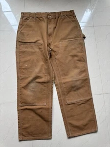 Vintage Distressed Carhartt B01 40"x30" Double Knee Work Pants Tan - Picture 1 of 14