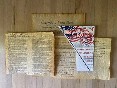 Juego de 4 documentos históricos americanos - papel envejecido para aficionados a la historia - Imagen 1 de 4