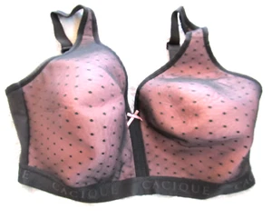 Cacique Bra 42DDD Lightly Lined No Wire Pink Black Polka Dot - Picture 1 of 10