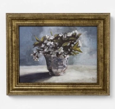 10" x 8 FLOWER VINTAGE Framed WALL ART Threshold STUDIO MCGEE Gold Violet TARGET - Image 1 of 4