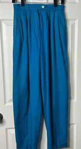 Pantalones de vestir plisados 100 % seda vintage años 80 Liz Claiborne - azul océano - usados en excelente estado - Imagen 1 de 13