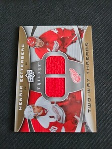 2008-09 UPPER DECK TRILOGY HENRIK ZETTERBERG 2W-HZ TWO WAY THREADS DUAL JERSEY
