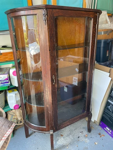 Antique 1930's Curved Glass China Closet Cover