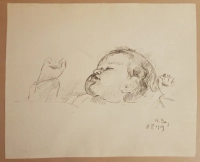 Hanni Bay: Schlafendes Baby - Original-Lithographie - Bild 1 von 4
