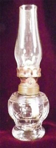 Miniature Lamp Base Ribbed Paneled Acorn Burner Chimney Clear Glass Antique Nice - Picture 1 of 8