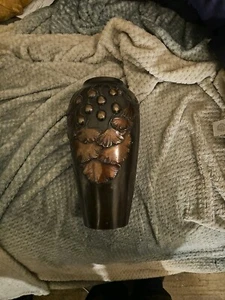 Antique Bronze Vase With Ginkgo Relief - Picture 1 of 4