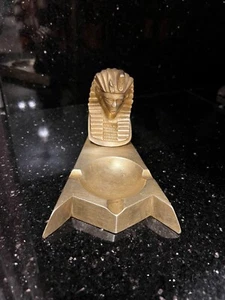 Vintage Kupfer Sphinx Figur mit Aschenbecher - einzigartiges ägyptisches Dekor - Bild 1 von 6