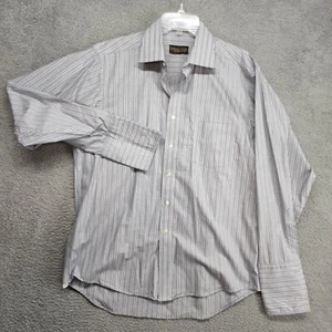 Donald Trump Button Up Dress Shirt Men's L 16.5 34 35 Gray Striped Long Sleeve - Picture 1 of 11