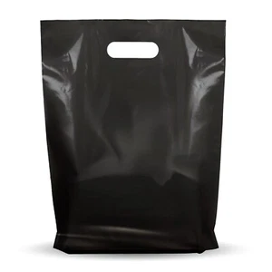 100 Pack 9" x 12" with 1.25 mil Thick Black Merchandise Plastic Retail Bags - Picture 1 of 7