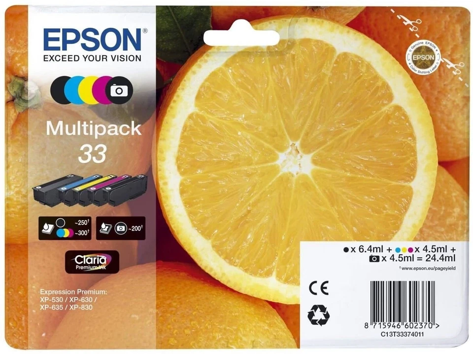 CARTUCCIA EPSON 33 ARANCIA ORIGINALE - MULTIPACK COLORI - Immagine 1 di 1
