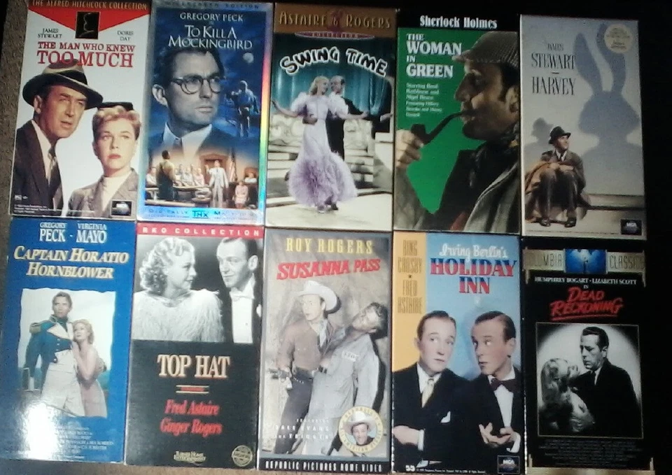 Lot of 10 CLASSIC FILM VHS Tapes - To Kill a Mocking Bird  Holiday Inn  + — 第 1/1 张图片