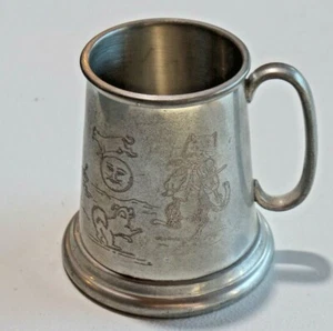 Vtg English Pewter Sheffield Child's Nursery Rhyme Cup Cat and Fiddle Engraved - Picture 1 of 9