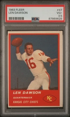 1963 Fleer #47 Len Dawson RC Rookie PSA 3.5 VG+ New Label - Image 1 of 2
