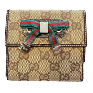 Vintage Gucci GG Princy Wallet Brown Monogram Print Bow Compact French Flap - Bild 1 von 12