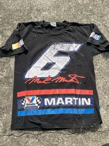 90s Vintage Mark Martin NASCAR 6 Aop Tee Size Xl Nutmeg - Picture 1 of 5