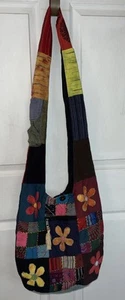 Boho Patchwork Umhängetasche Baumwolle Blume Peace Bag Hippie Gypsy Batik - Bild 1 von 6