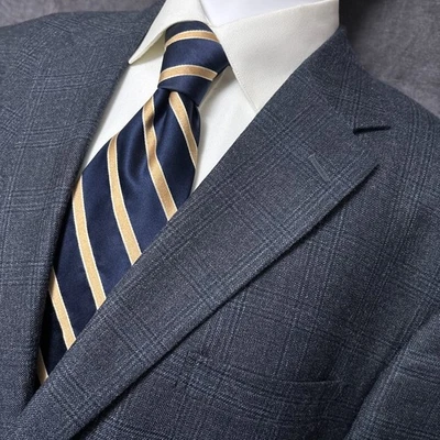 Jos A Bank Sport Coat 46L Tailored Fit Blue Plaid Silk Wool Blazer Jacket Travel - Image 1 of 4