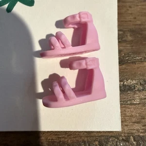 Barbie Doll Shoes Pink Sandals Ankle Strap Buckles - Picture 1 of 3