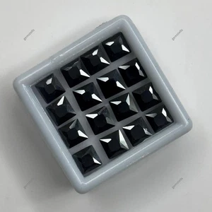 Certified 5x5 mm 4 Pcs Natural Black Sapphire Square Cut Jewelry Making Gemstone - Picture 1 of 14