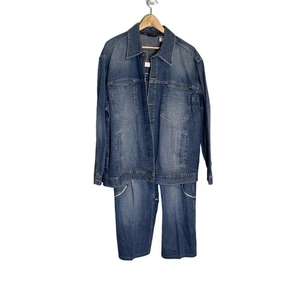 Sean John Men’s Blue Cotton Button Front Jacket & Pant Outfitters Set Size XL - Picture 1 of 16