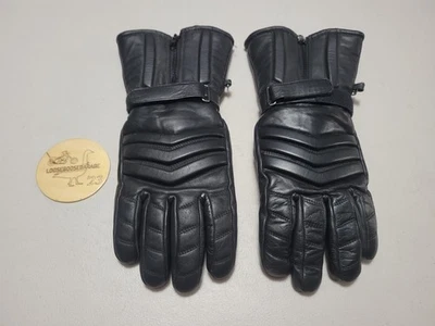 First Mfg. Leather Gauntlet Gloves XL Motorcycle Biker Riding Thinsulate Black - Image 1 of 4
