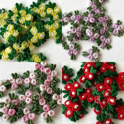 20 x Miniature embroidered flower appliques, sew on flowers, cluster of flowers - Image 1 of 4
