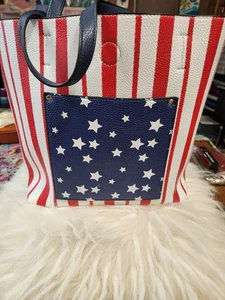 Bolso Valerie Stevens Cuero Patriótico Rojo Blanco Azul - Nuevo - - Imagen 1 de 5