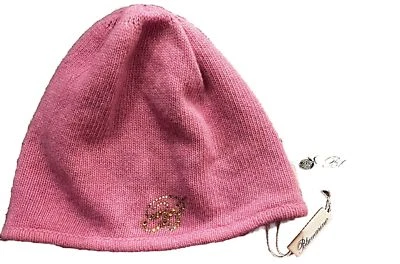 NWT, BLUMARINE ITALY Light pink LOGO STONES HAT BEANIE KNIT Big Girl OS Italy - Image 1 of 4