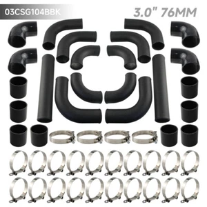 12PCS 3“ 76mm Universal Turbo Ladeluftkühler Rohrleitungen+Silikonschlauch Kit - Picture 1 of 9