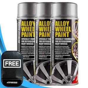 Spray de pintura para llantas de aleación de coche E-TECH 3x latas de 400 ml reacondicionadas metálicas plateadas. Alfombrilla? - Imagen 1 de 13