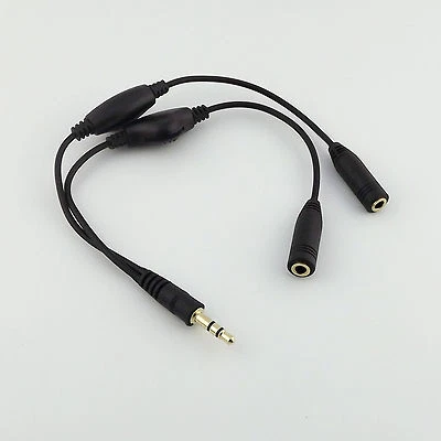 3.5mm Male to 2 3.5mm Female Y Splitter Audio Headphone Cable w/ Volume Controls - Image 1 of 4