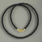 Natural 4mm Black Onyx Round Beads 18" Strand Ladies Necklace Handmade Jewelry