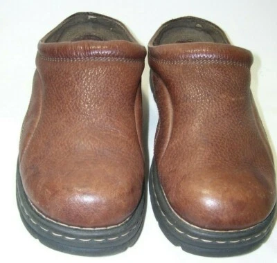 Zapatos zueco para mujer 8,5 M cuero marrón oscuro desteñido gloria tacón abierto usados  Foto 1 de 4