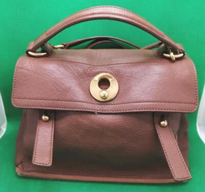 Used Yves Saint Laurent Muse Two Handbag Shoulder Bag 2Way Brown Leather - Picture 1 of 9