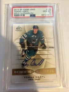 2013-14 SP Game Used Edition Gold Auto Auto Tomas Hertl #135 Rookie Auto PSA 10 - Picture 1 of 2
