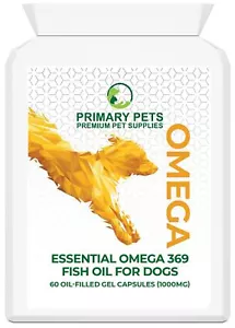 Primary Pets Premium Pet Supplies. Omega 3,6,9 for Dogs 60 Oil Gel Capsules - Picture 1 of 7