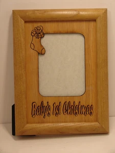 Baby's 1st Christmas, 5x7 wood insert in a wood frame, NOS, holds a 4x6 photo - Picture 1 of 3
