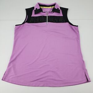 Jamie Sadock Golf Top Women's Large Purple Black Short Sleeveless Golf Shirt