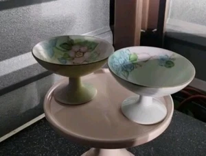 Antique Porcelain Floral Transfer Ware 2 Piece Mismatched Dessert Cups - Picture 1 of 9