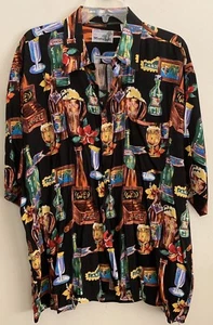 Monticerutti Original Hawaiian Shirt XL Beer Print Black / Colorful - Picture 1 of 6