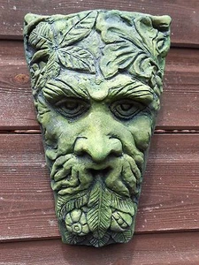 Cosecha Verde Hombre Placa Pared PIEDRA Adorno Jardín 28cm/10" H + ¡REGALO GRATIS! - Imagen 1 de 5